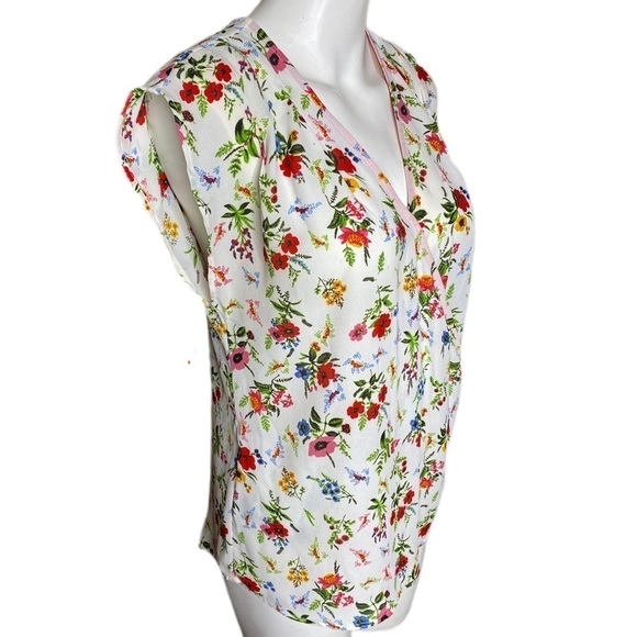 Pleione White Blouse With Floral Trim Size XS - Picture 3 of 7